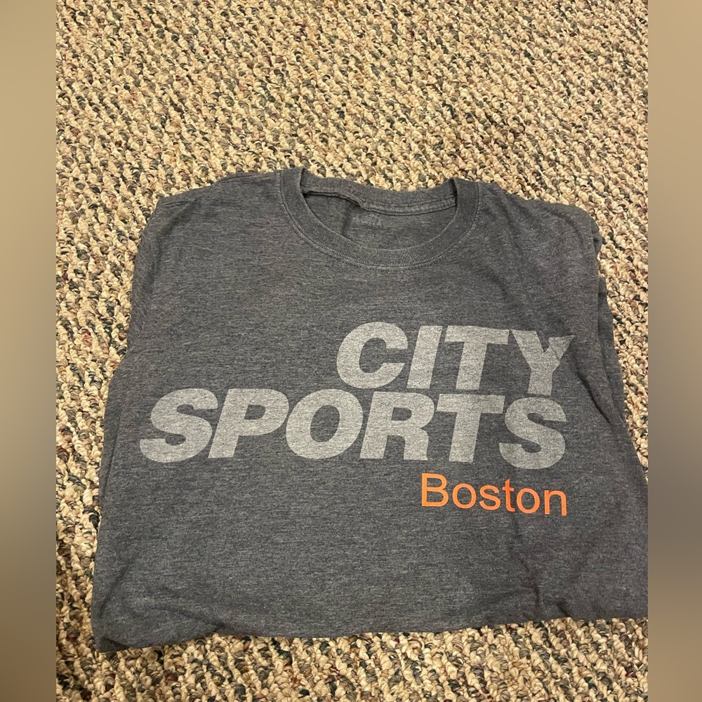 Gray and Orange Men's Short Sleeve Tee